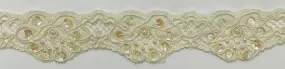 1.5" Pearls, Sequins & Corded Bridal Embroidered Lace Trimming - 4 Continuous Yards!
