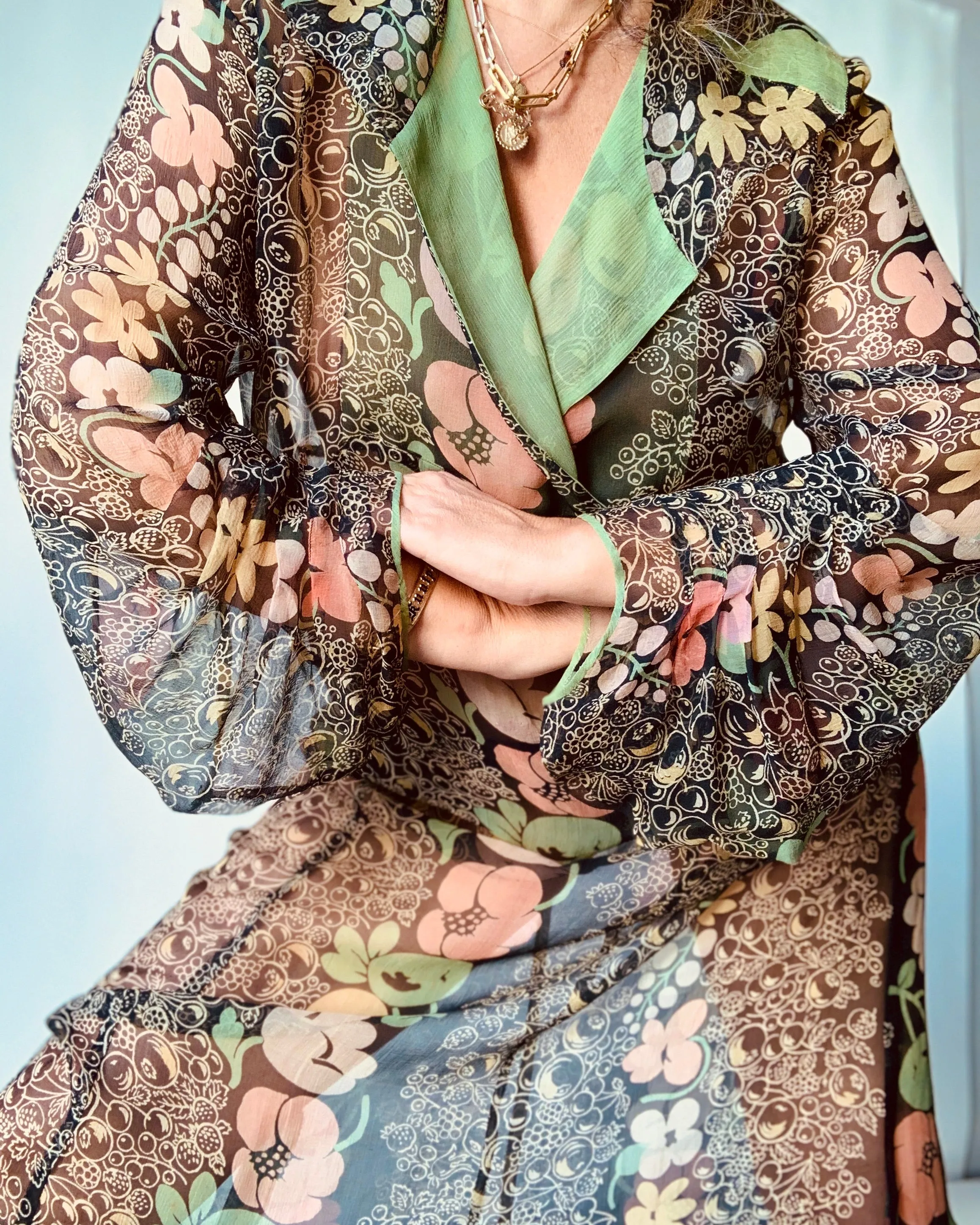 1920’s Floral Silk Chiffon Dress wounded beauty*