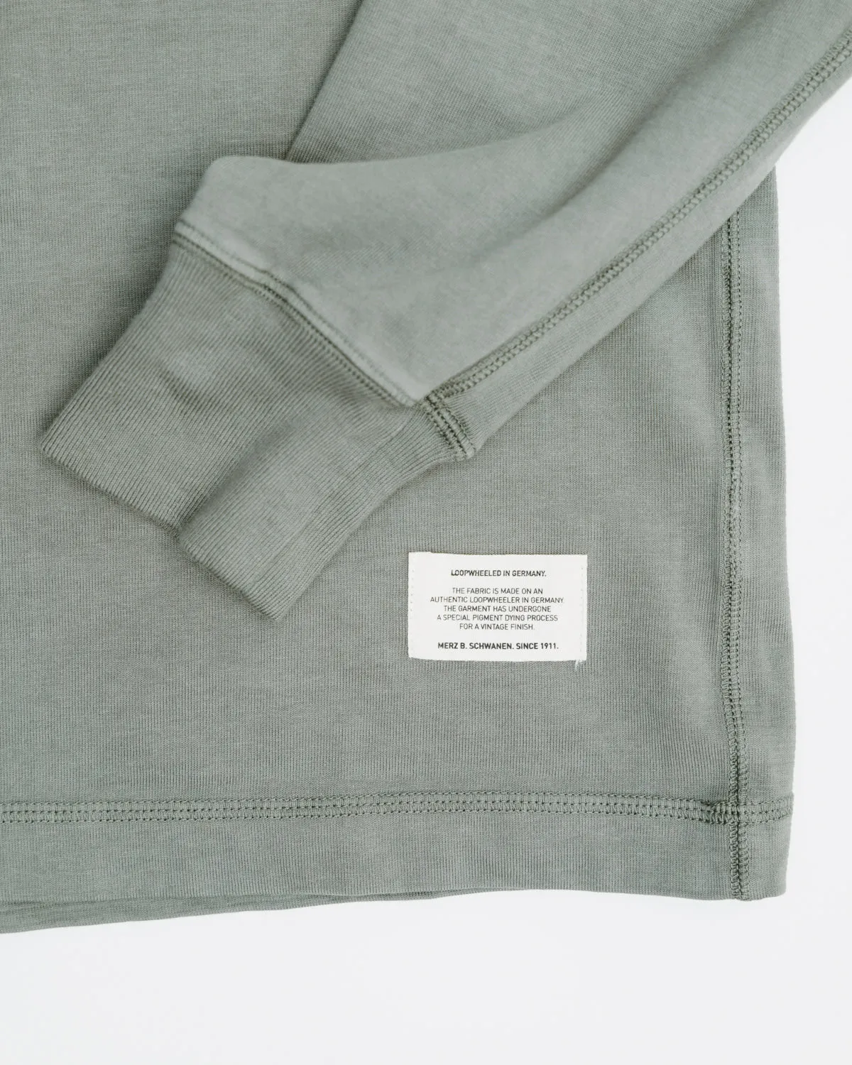 228VF.40 - 8.6oz Loopwheeled Henley Vintage Washed Oversized Fit - Army