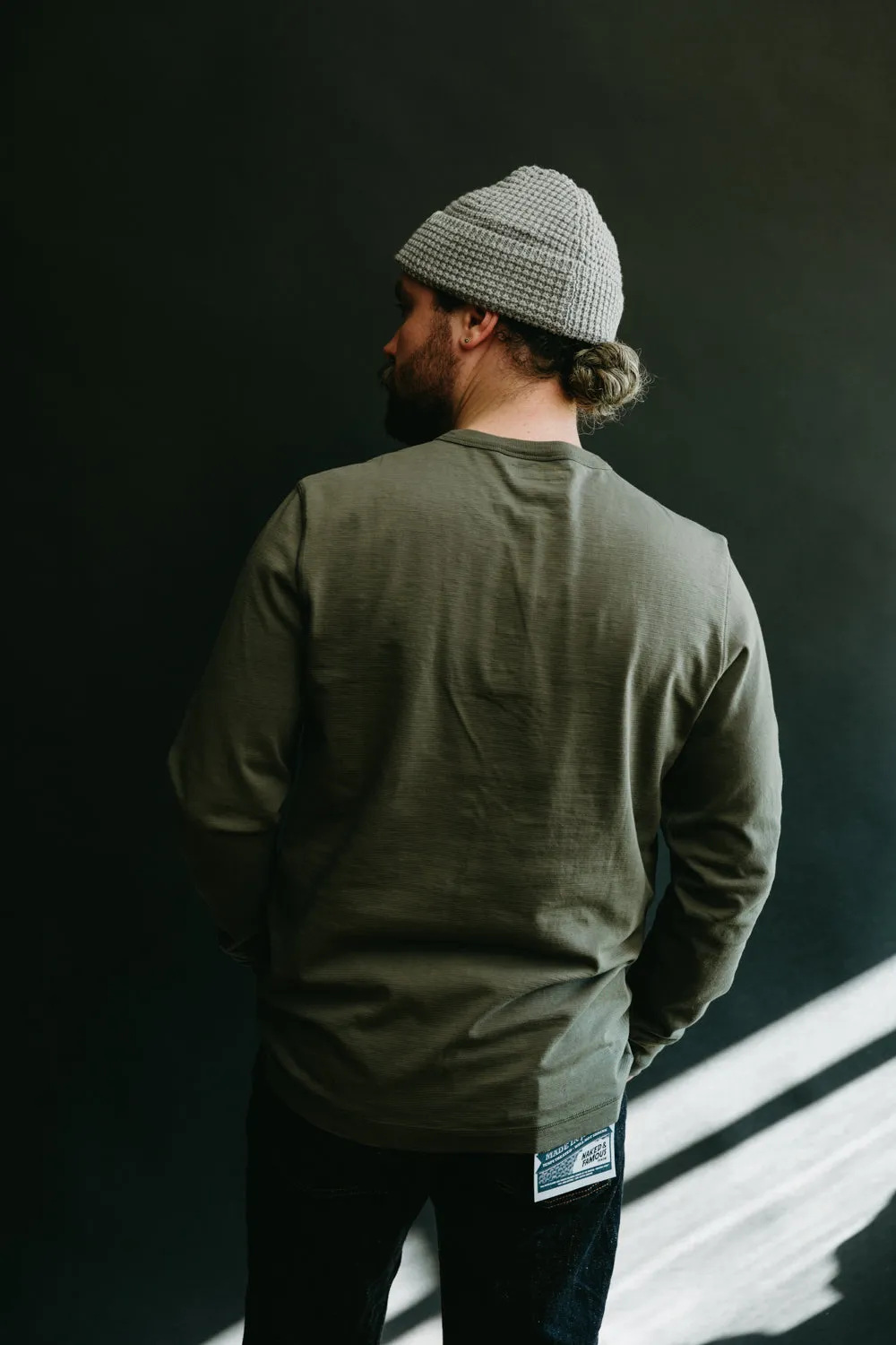 228VF.40 - 8.6oz Loopwheeled Henley Vintage Washed Oversized Fit - Army