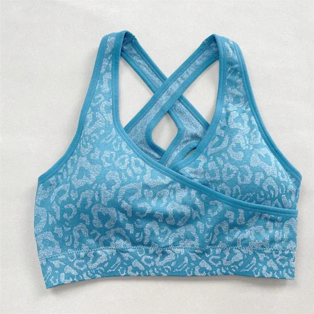 2PCS Women Seamless Leopard Yoga Set