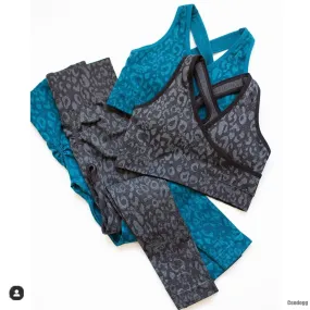 2PCS Women Seamless Leopard Yoga Set