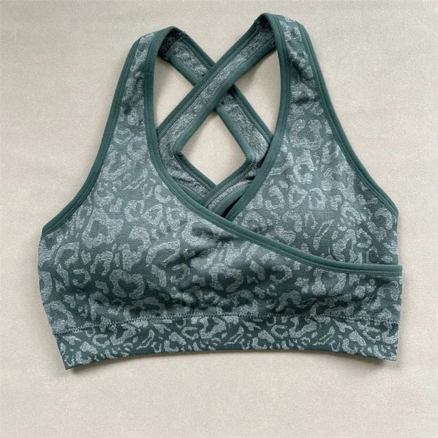 2PCS Women Seamless Leopard Yoga Set