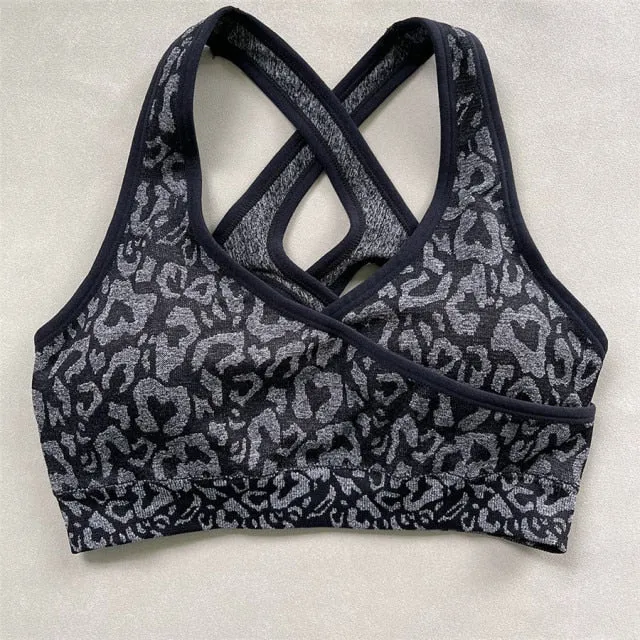 2PCS Women Seamless Leopard Yoga Set