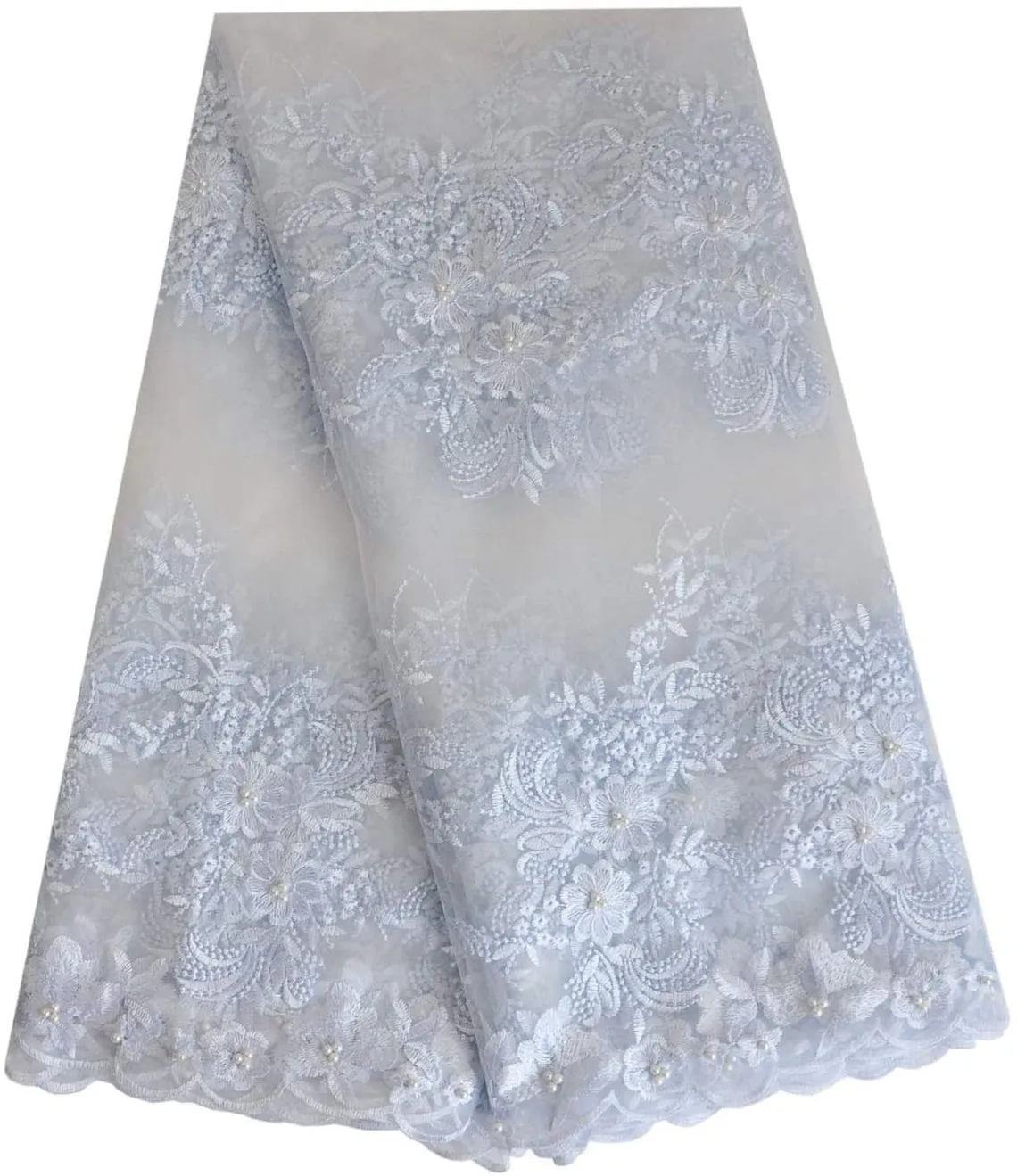 5 YARDS / 3 COLORS / Samia White Gray Yellow Mesh Sequin Embroidery Lace / Bridal Dress Fabric