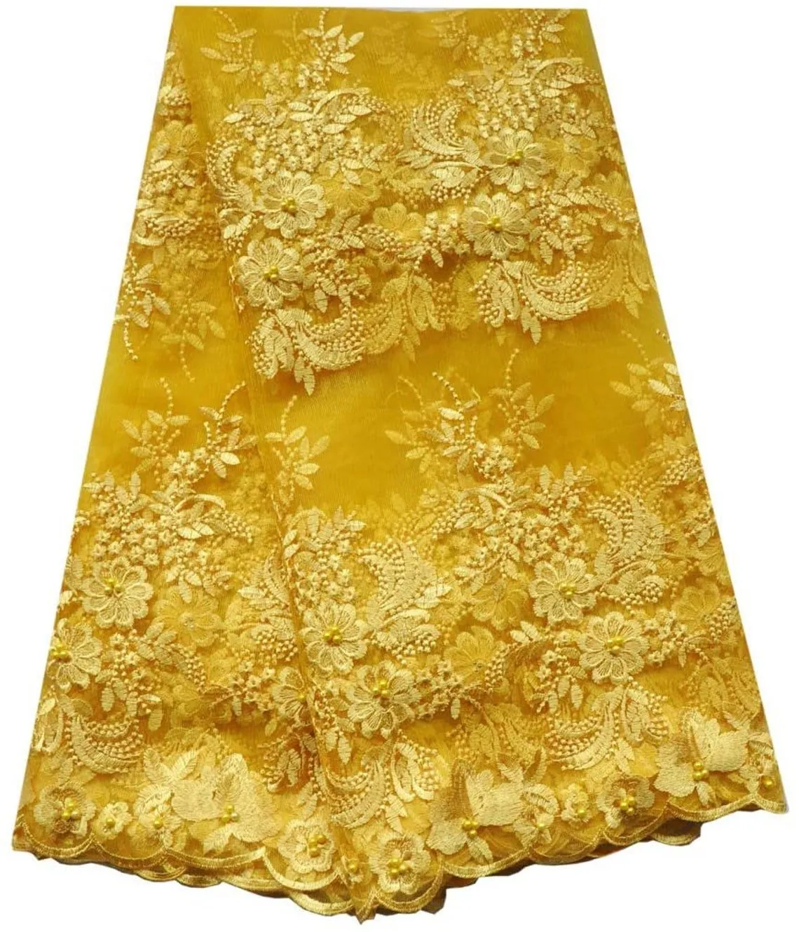 5 YARDS / 3 COLORS / Samia White Gray Yellow Mesh Sequin Embroidery Lace / Bridal Dress Fabric