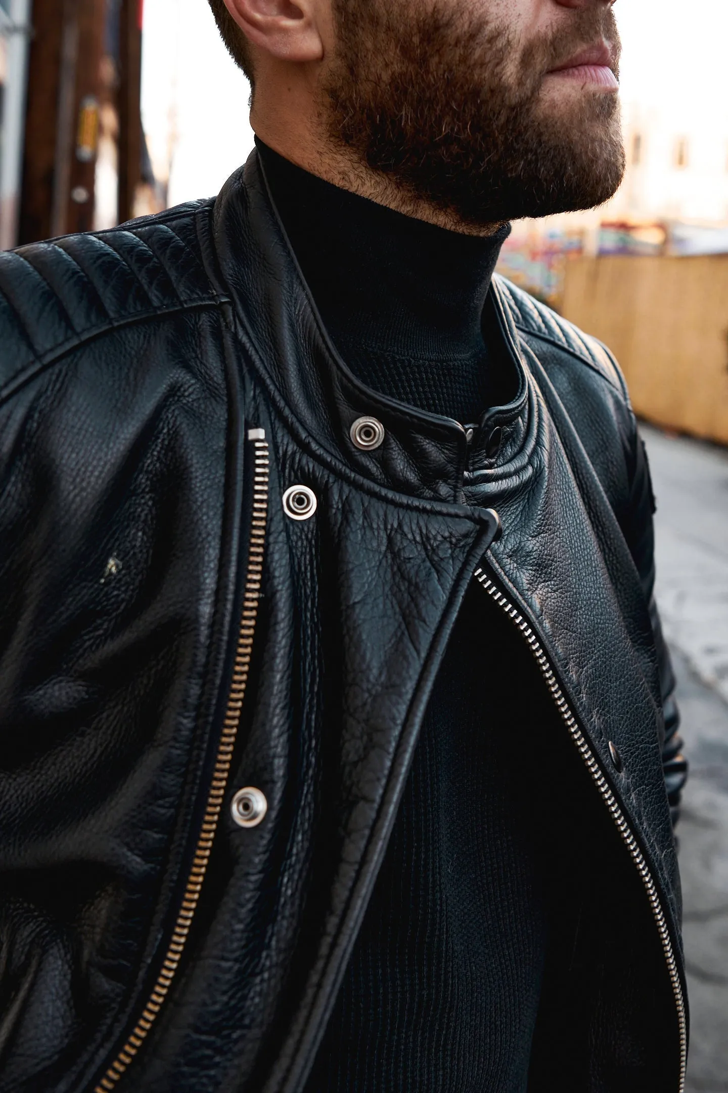 Addict Clothes - Heavy Weight Waffle Moc Neck Crew - Black