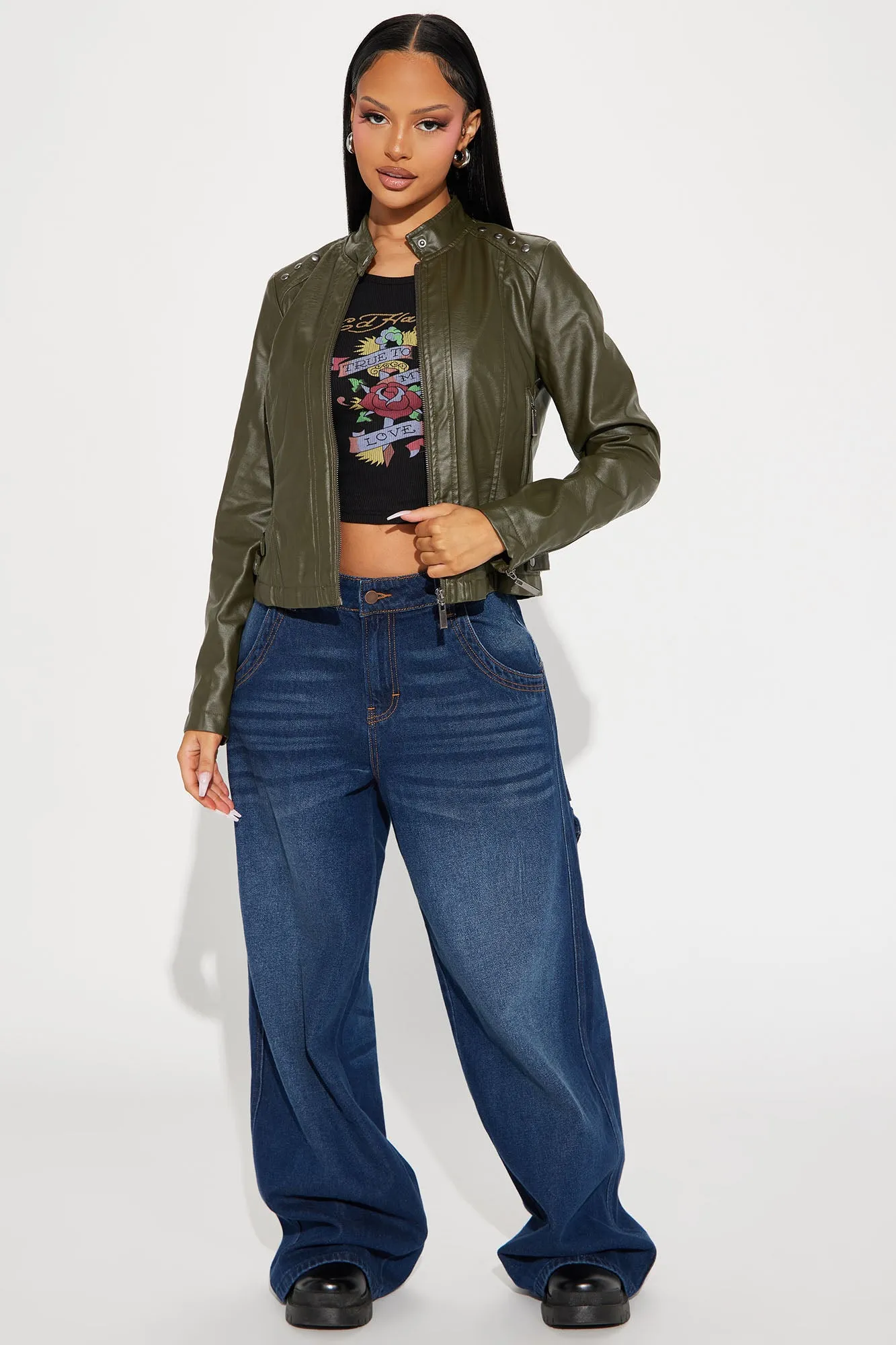 All About Me Faux Leather Jacket - Brown
