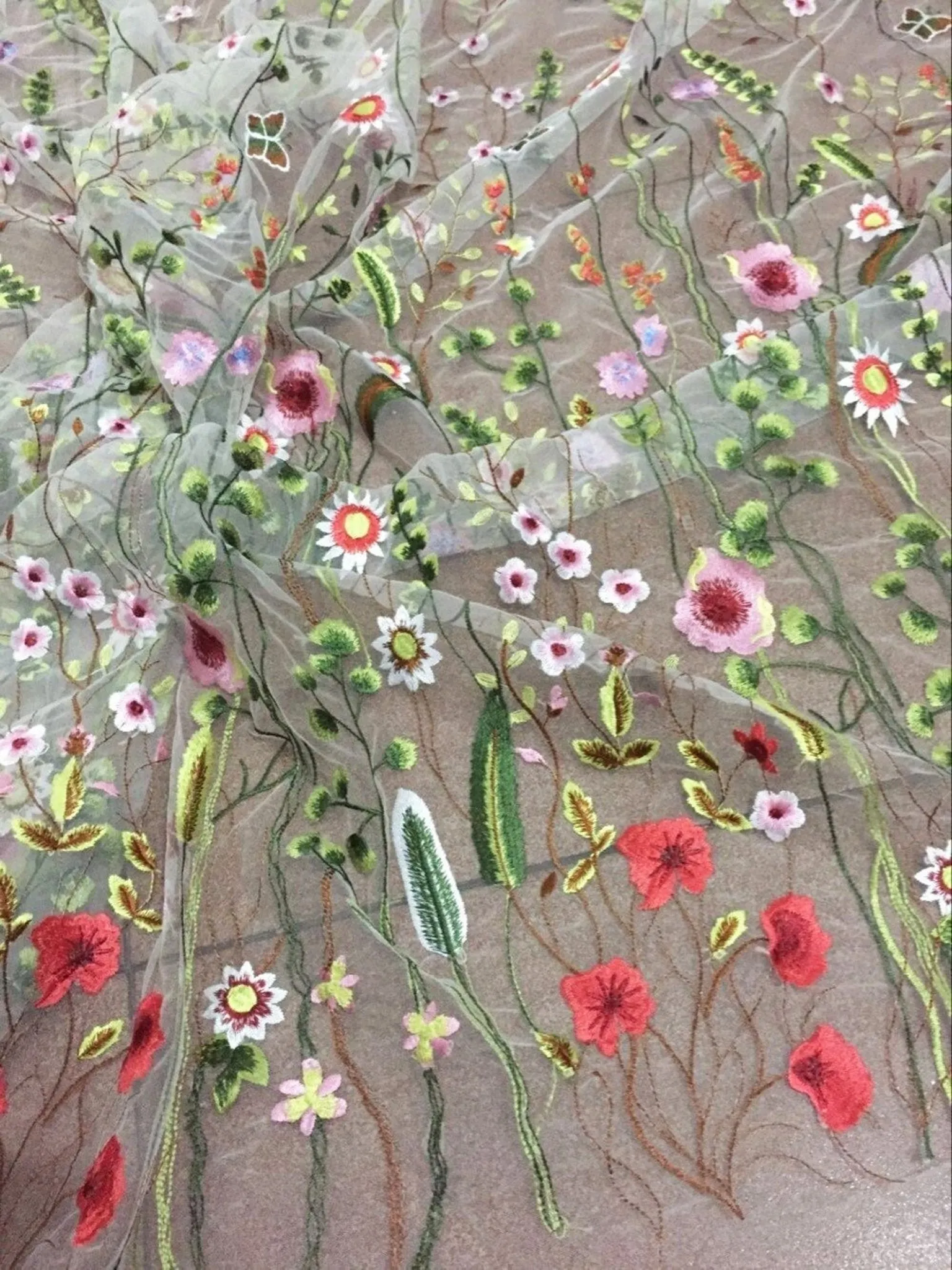 Angel Garden Floral Embroidery Tulle Mesh Lace