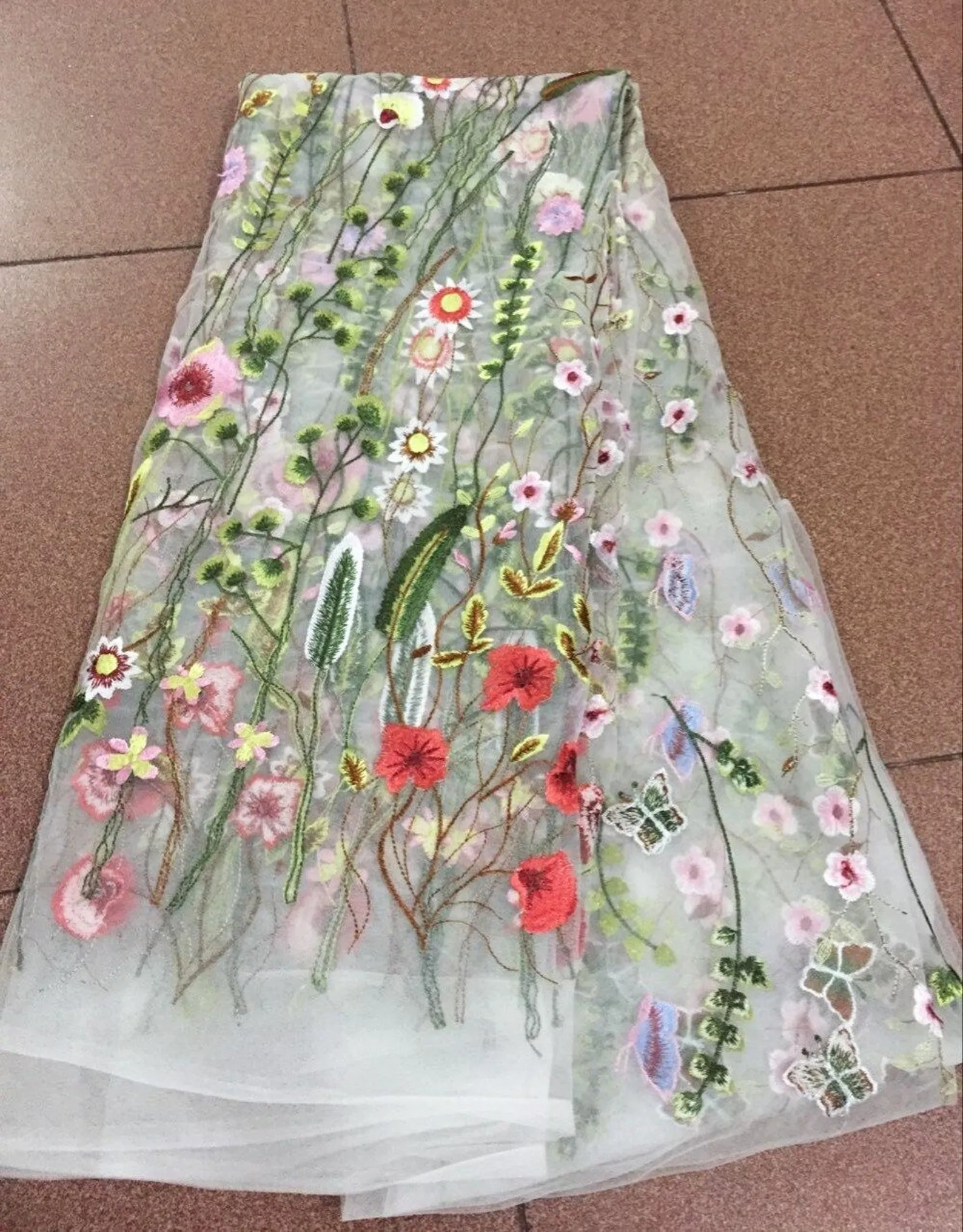 Angel Garden Floral Embroidery Tulle Mesh Lace