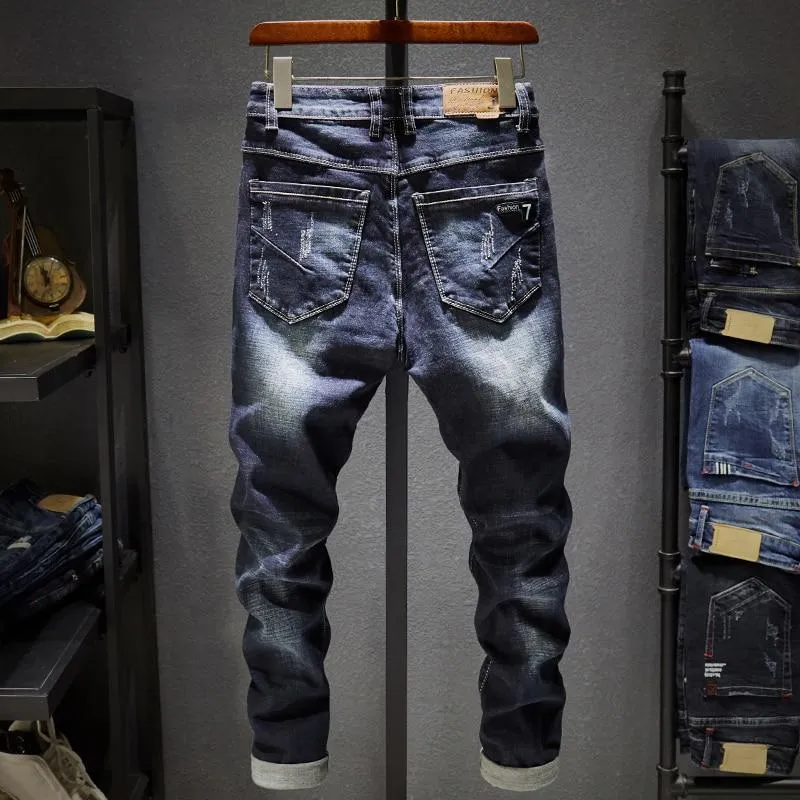 Angelo Ricci™ Dark Blue Stretch Slim Fit Denim Jeans