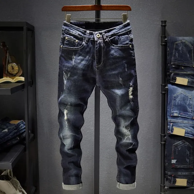 Angelo Ricci™ Dark Blue Stretch Slim Fit Denim Jeans