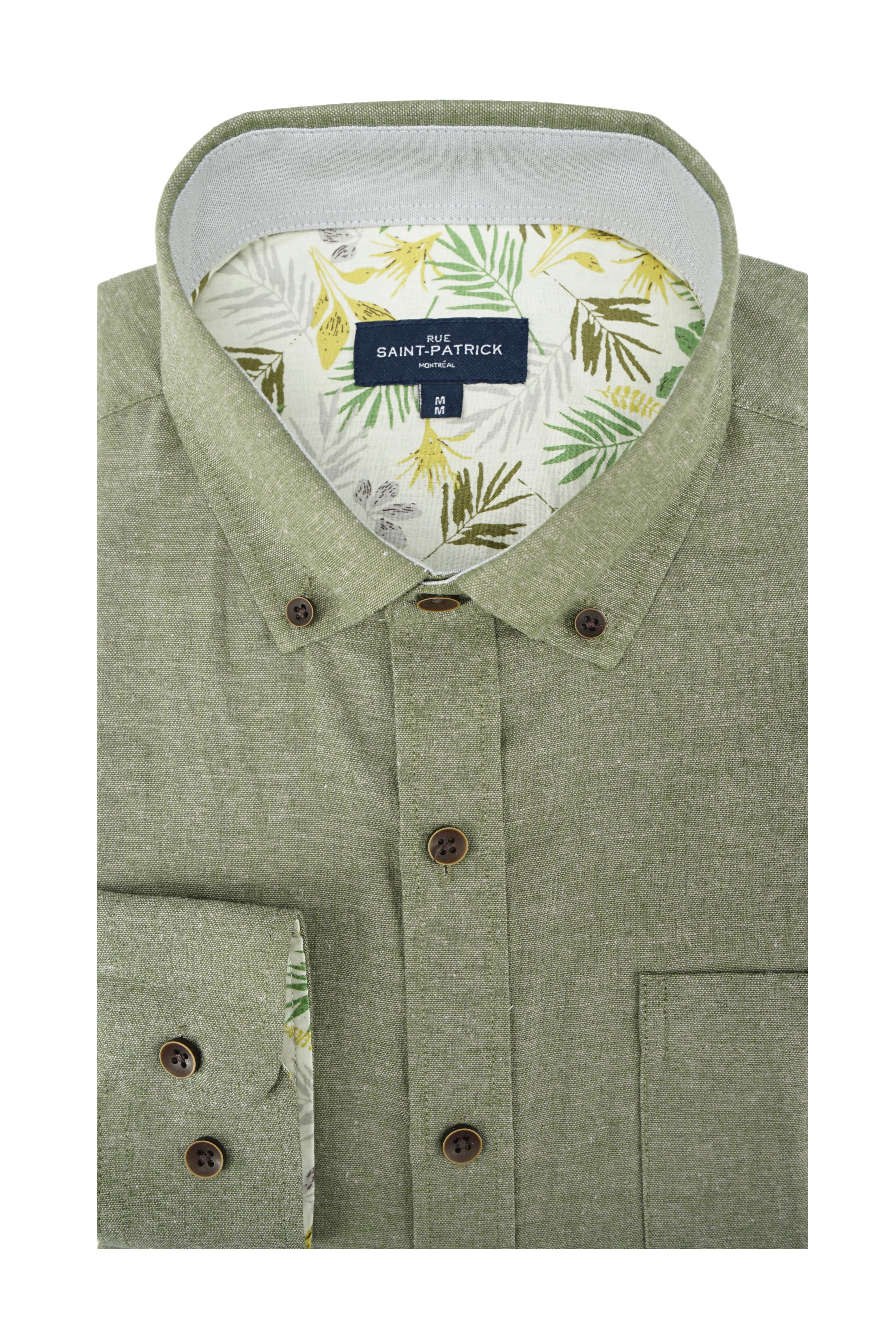 Balmoral Linen Long Sleeve Shirt in Moss Green