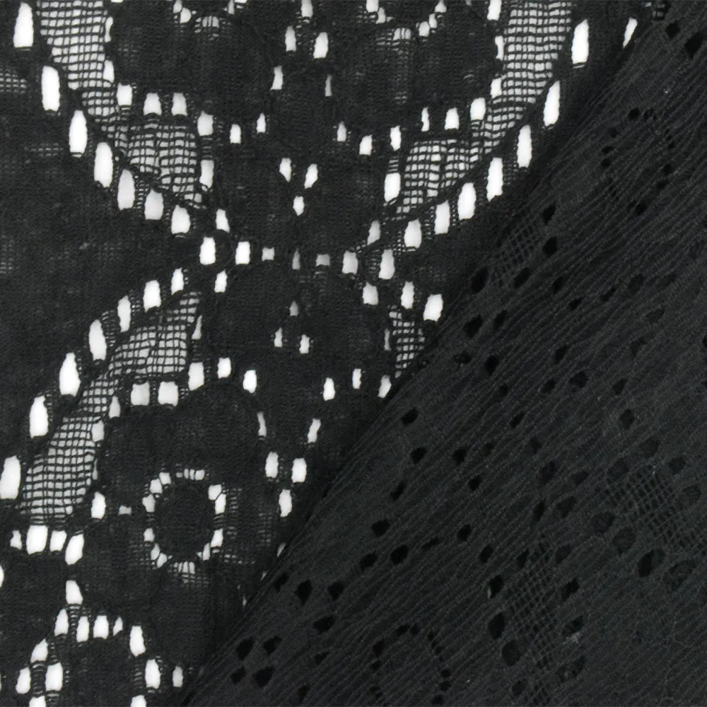 Basic Black Floral Lace Knit Fabric