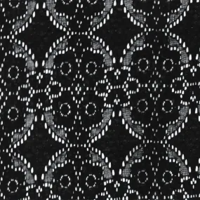 Basic Black Floral Lace Knit Fabric
