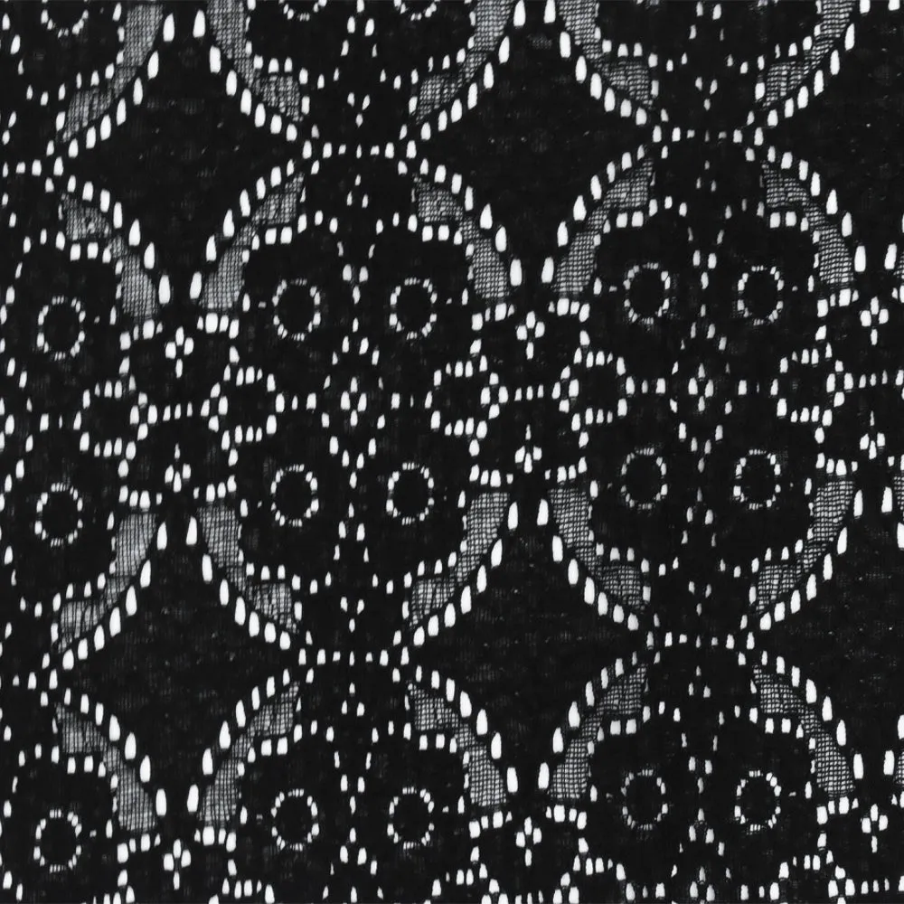 Basic Black Floral Lace Knit Fabric