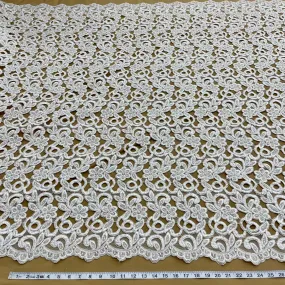 Beaded & Corded Bridal Lace Fabric Embroidered on 100% Polyester Net Mesh  | Lace USA -90726N-BP