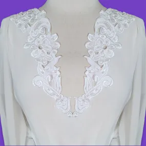 Beaded Lace Applique Embroidered on 100% Polyester Satin | Lace USA - 89917S-BP