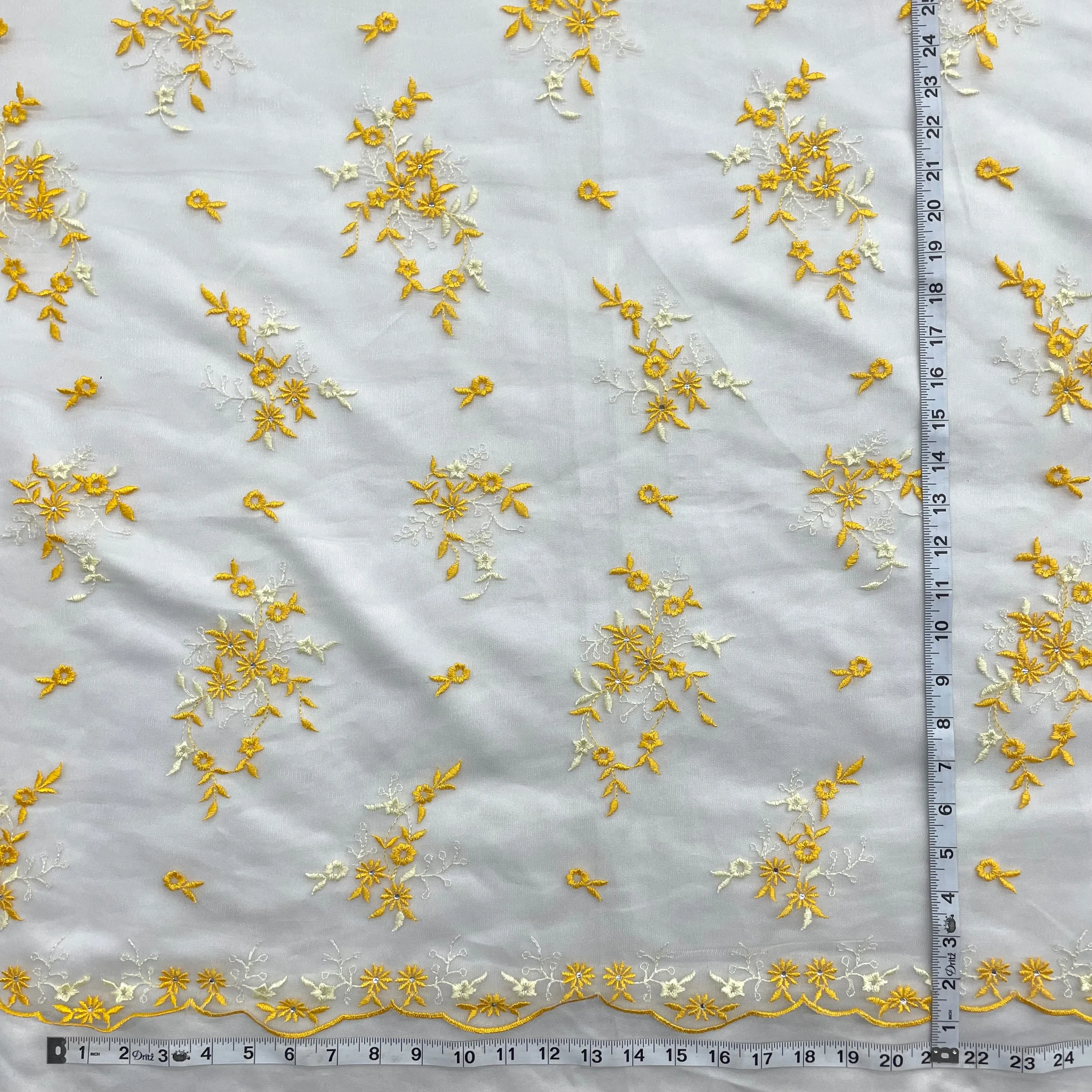 Beaded Lace Fabric Embroidered on 100% Polyester Net Mesh | Lace USA - 42091W-RS