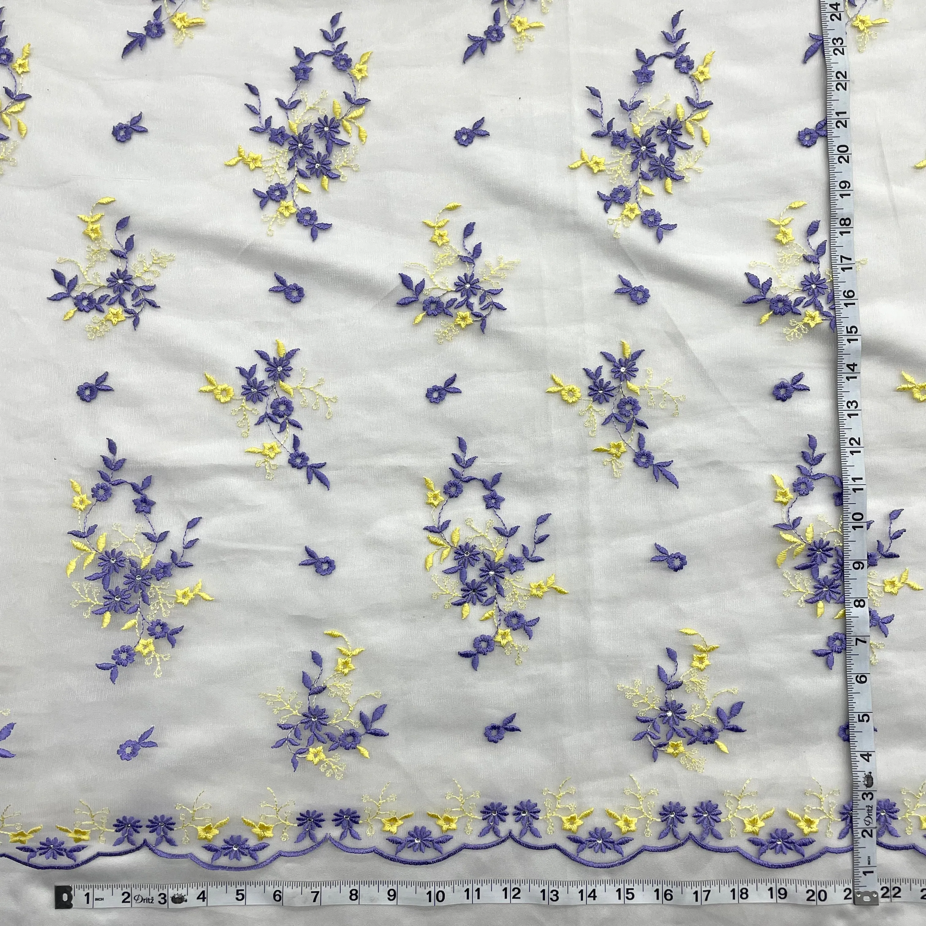 Beaded Lace Fabric Embroidered on 100% Polyester Net Mesh | Lace USA - 42091W-RS