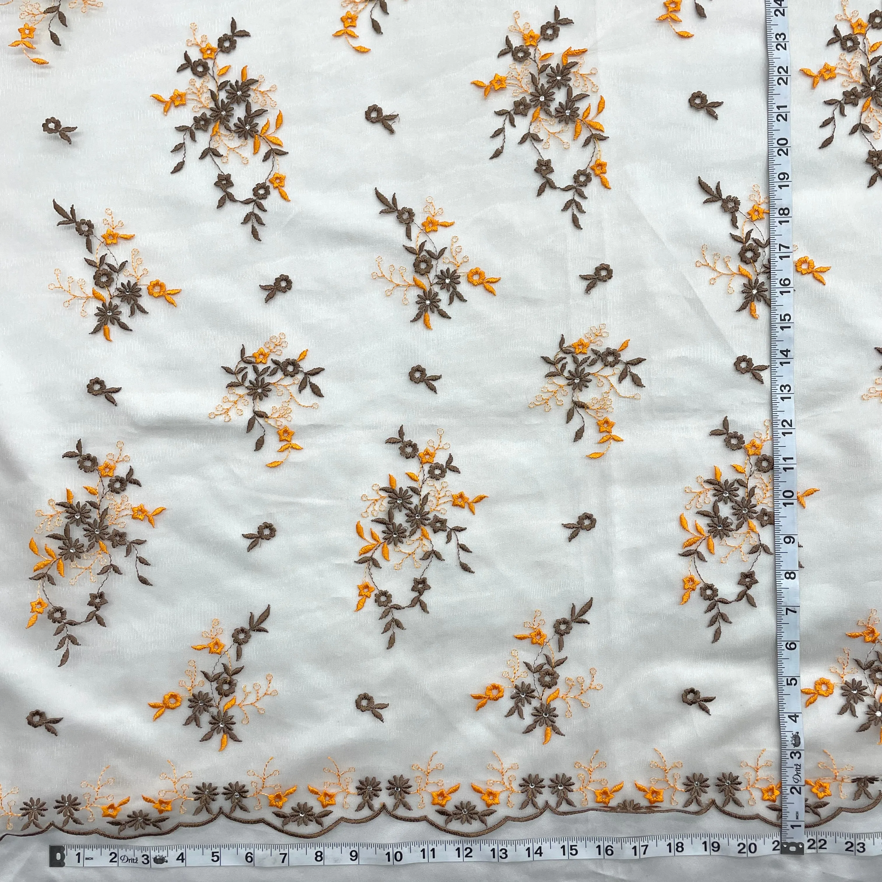 Beaded Lace Fabric Embroidered on 100% Polyester Net Mesh | Lace USA - 42091W-RS