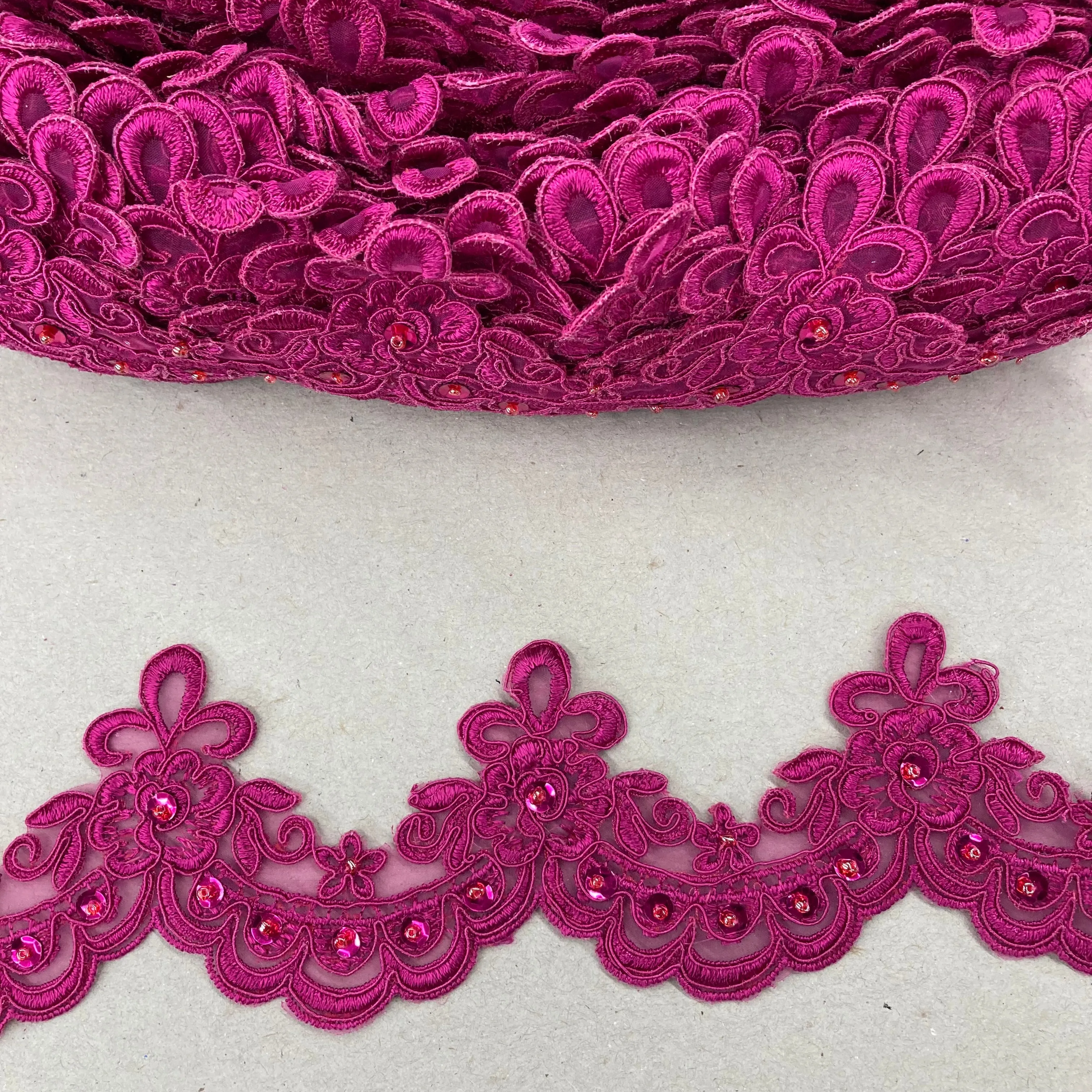 Beaded Lace Trimming Embroidered on 100% Polyester Organza | Lace USA - 95456N-BP