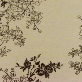 Beige-Brown Floral Printed Jersey Knit Fabric