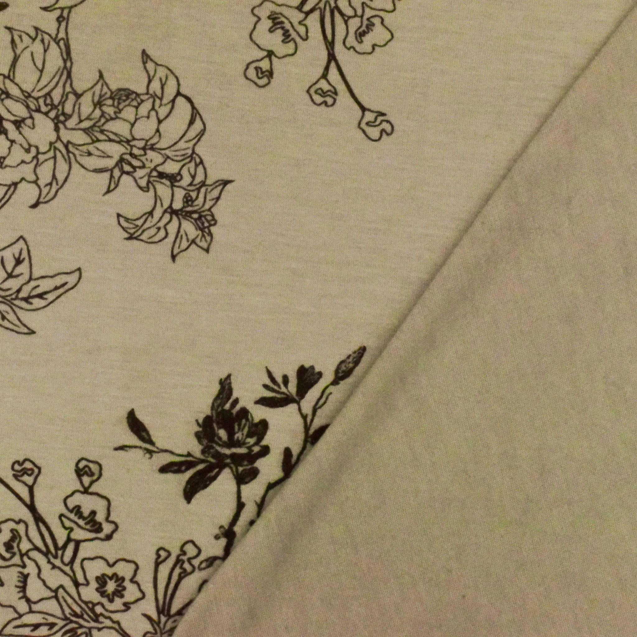 Beige-Brown Floral Printed Jersey Knit Fabric