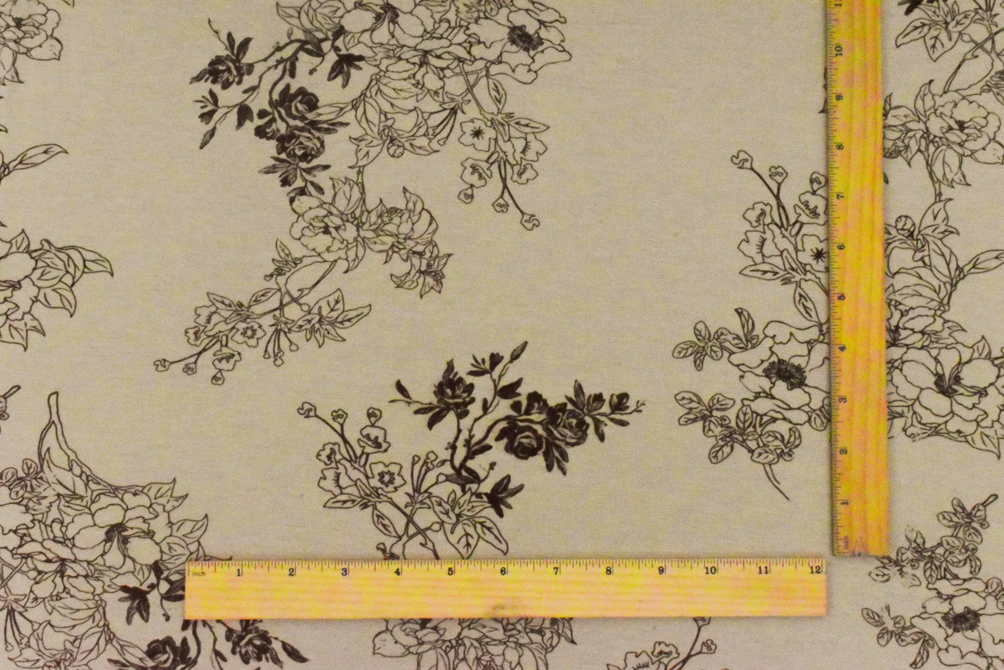 Beige-Brown Floral Printed Jersey Knit Fabric
