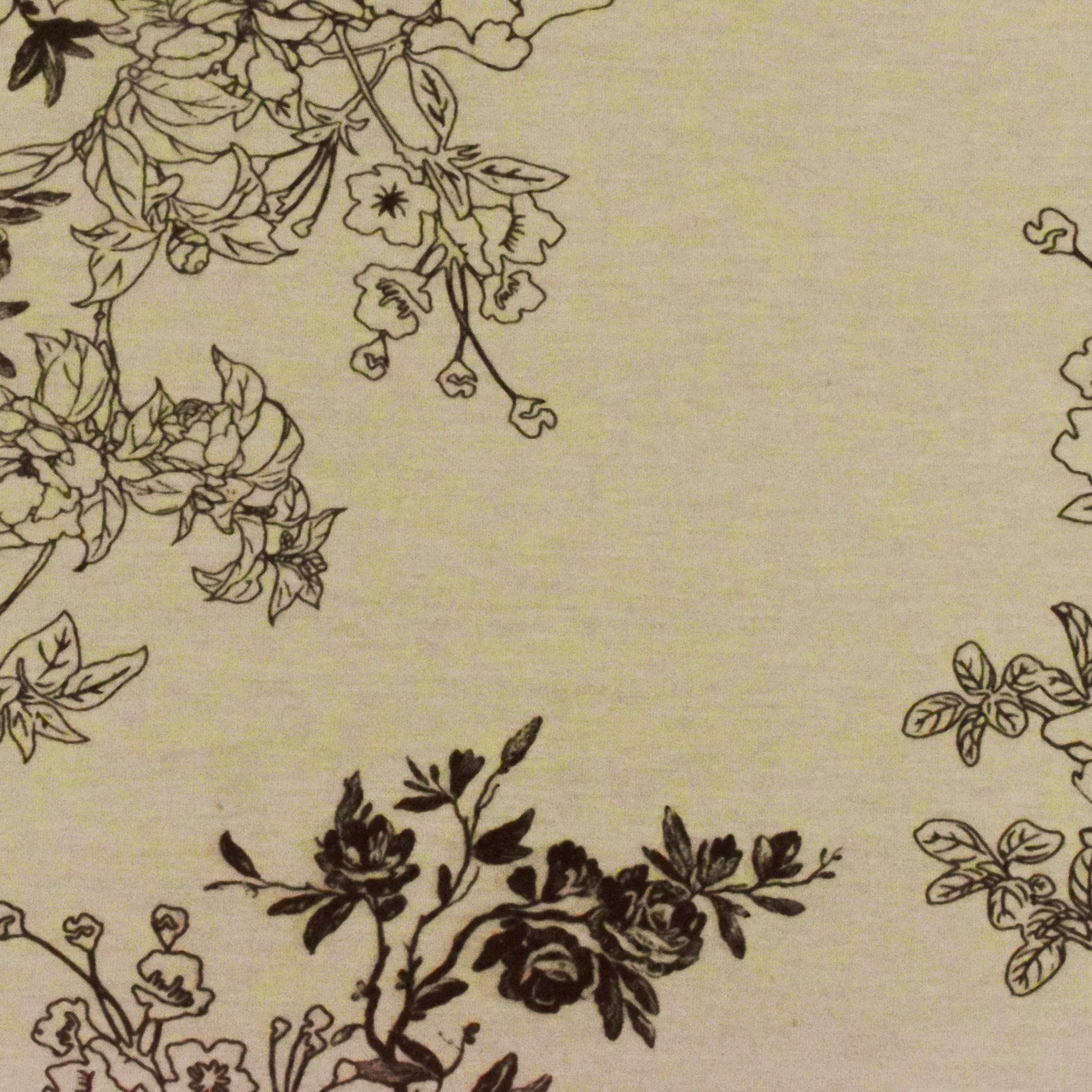 Beige-Brown Floral Printed Jersey Knit Fabric
