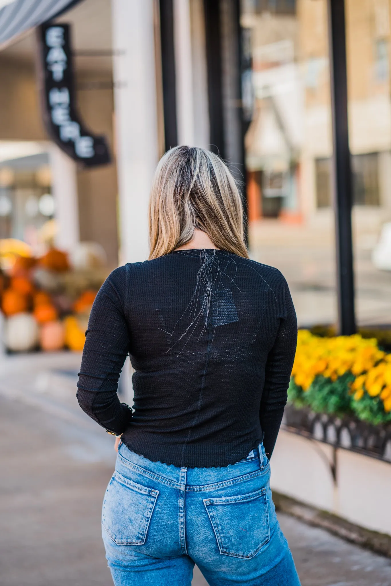 Black Fitted Henley