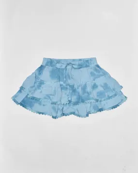 Blue Cloud Tie Dye Ruffle Skirt | FBZ