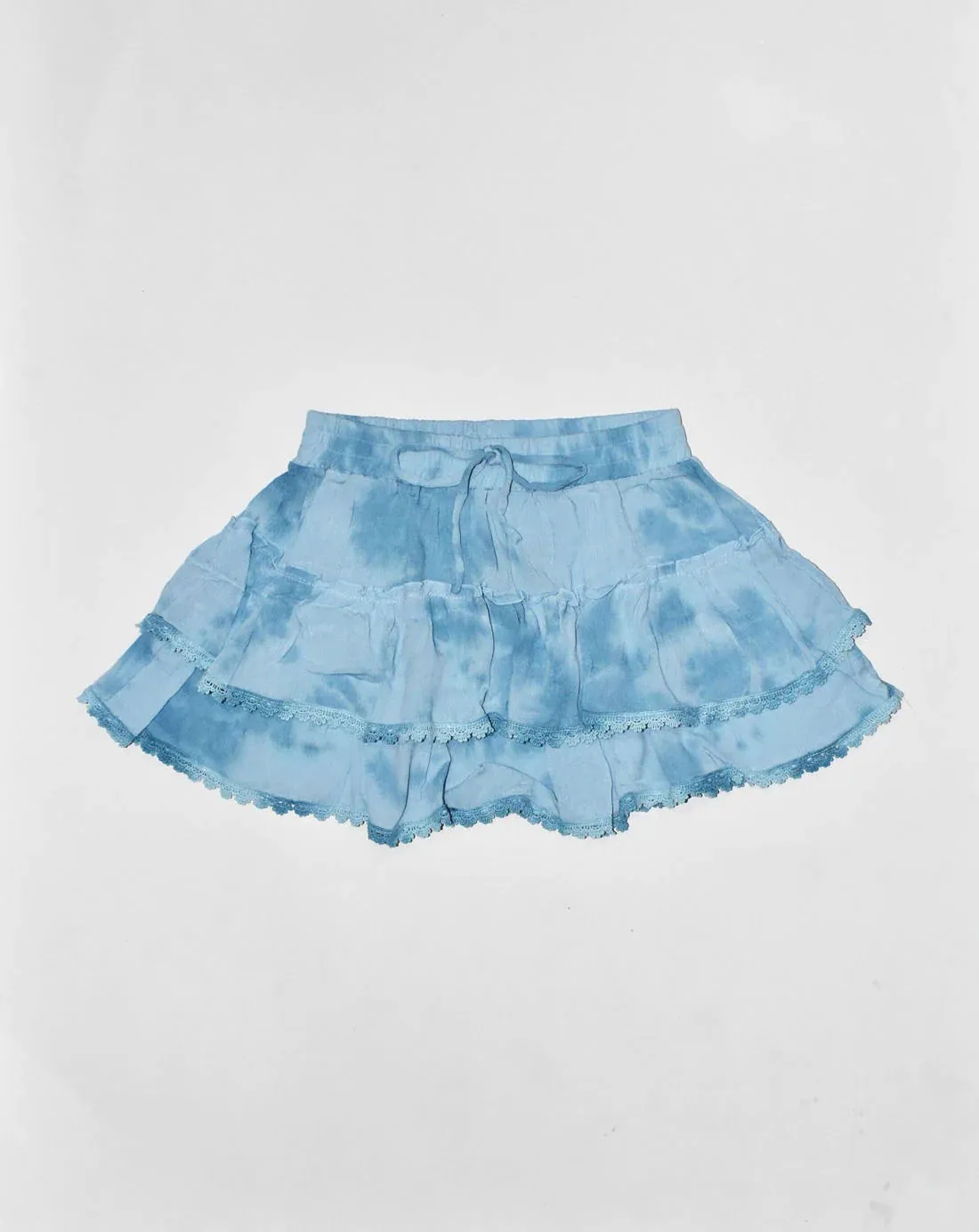 Blue Cloud Tie Dye Ruffle Skirt | FBZ