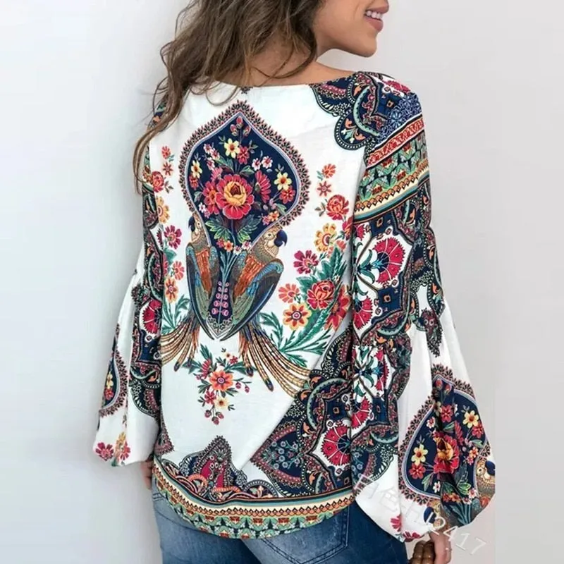 Bohemian Clothing Shirt Vintage Floral Blouse