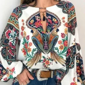 Bohemian Clothing Shirt Vintage Floral Blouse