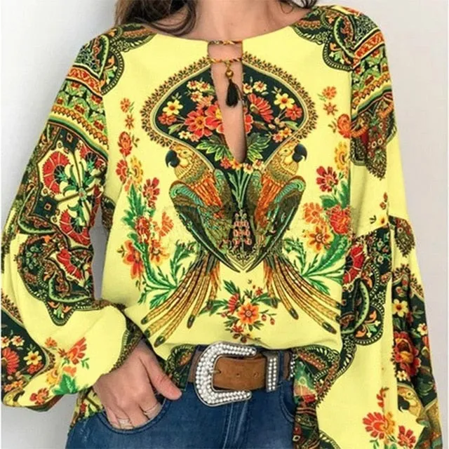 Bohemian Clothing Shirt Vintage Floral Blouse
