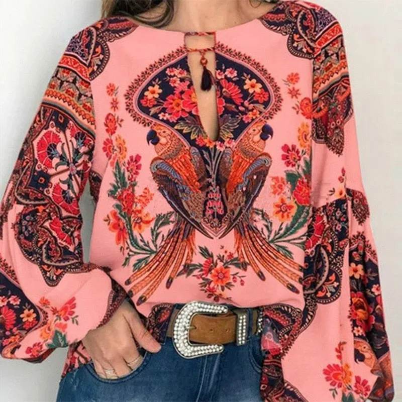 Bohemian Clothing Shirt Vintage Floral Blouse