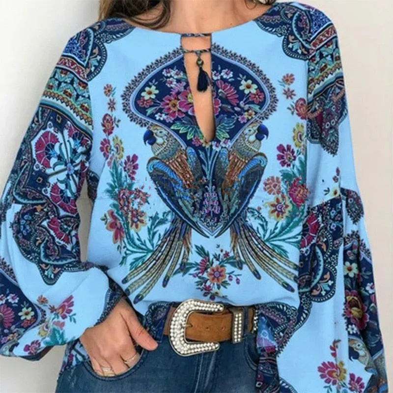 Bohemian Clothing Shirt Vintage Floral Blouse