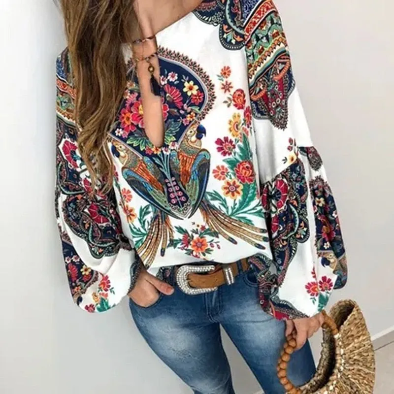 Bohemian Clothing Shirt Vintage Floral Blouse