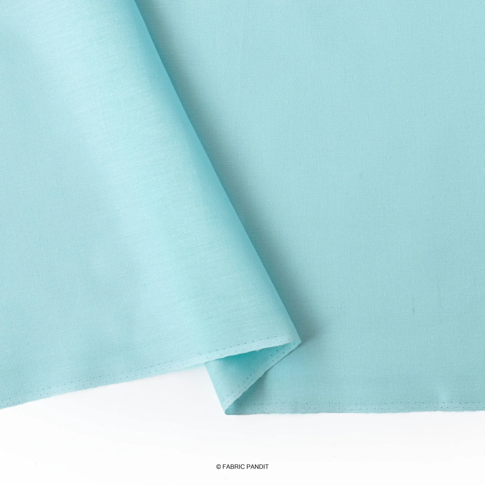 Bright Turquoise Color Pure Cotton Linen Fabric ( Width 42 Inches )