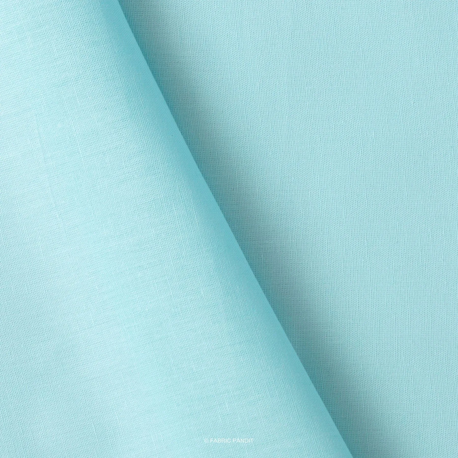 Bright Turquoise Color Pure Cotton Linen Fabric ( Width 42 Inches )