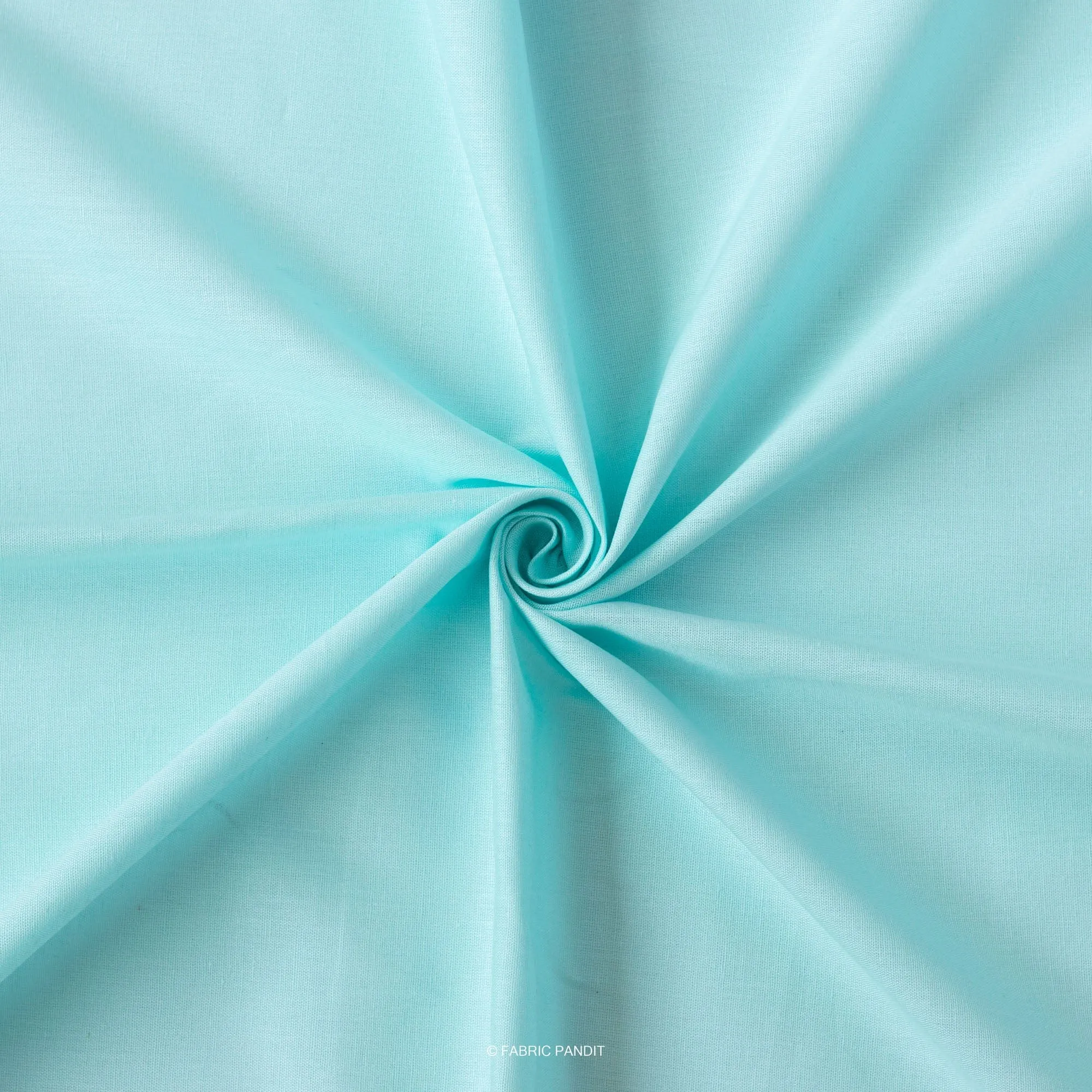 Bright Turquoise Color Pure Cotton Linen Fabric ( Width 42 Inches )