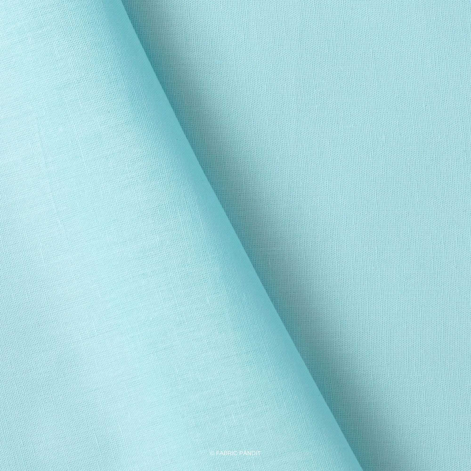 Bright Turquoise Color Pure Cotton Linen Fabric ( Width 42 Inches )