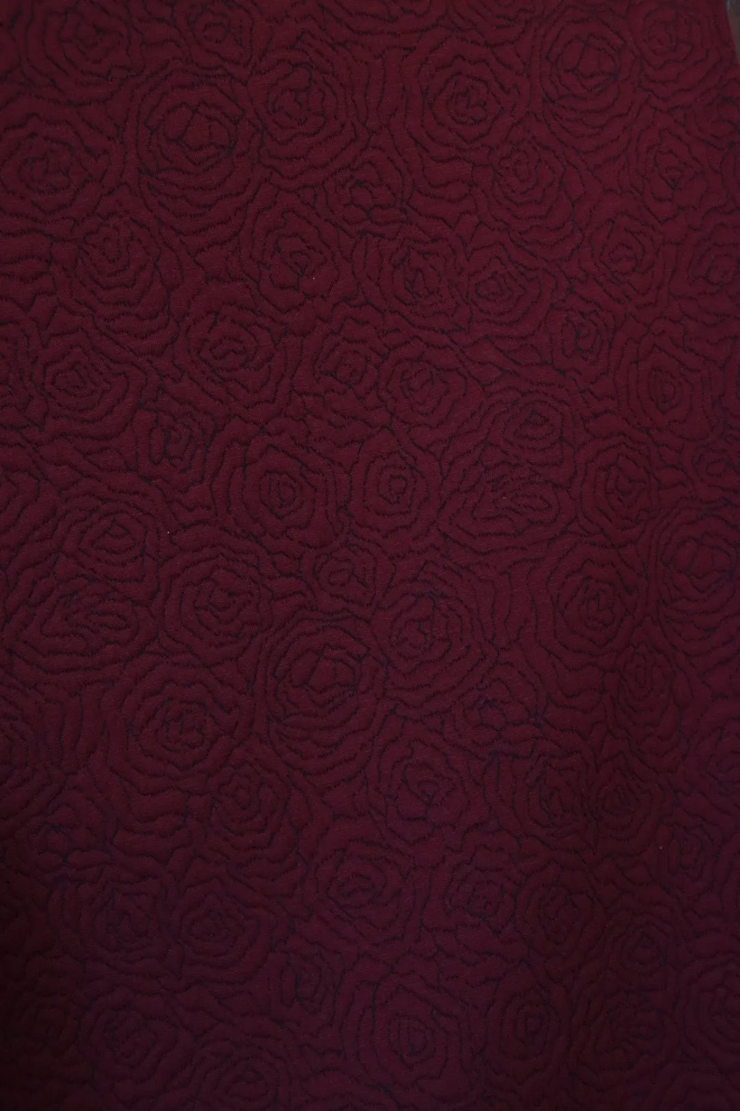 Burgundy Vienna Rose Quilted Knit Wool | By The Half Yard