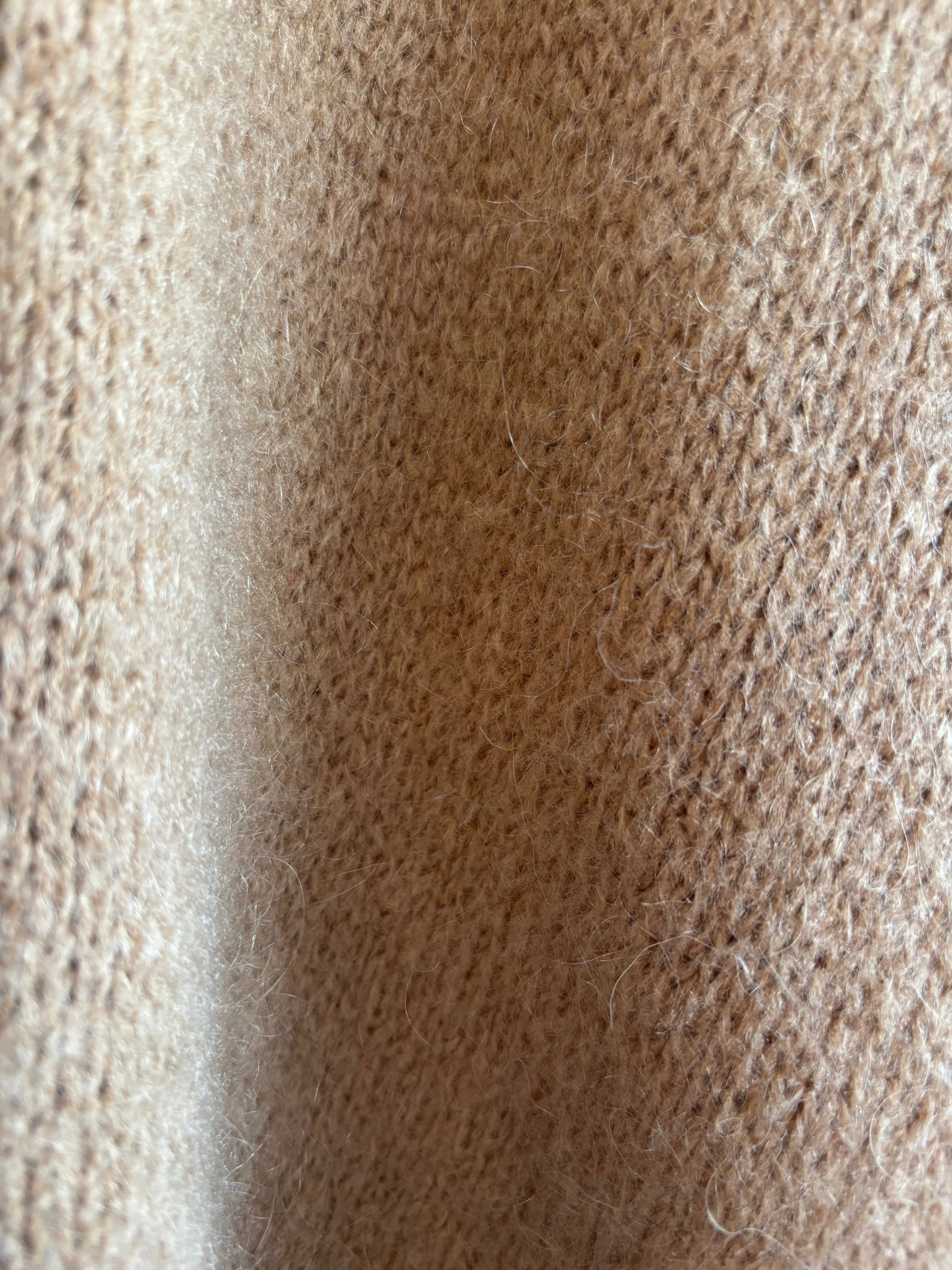 Camel Long Sleeve Mohair Cardigan