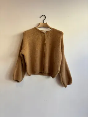Camel Long Sleeve Mohair Cardigan