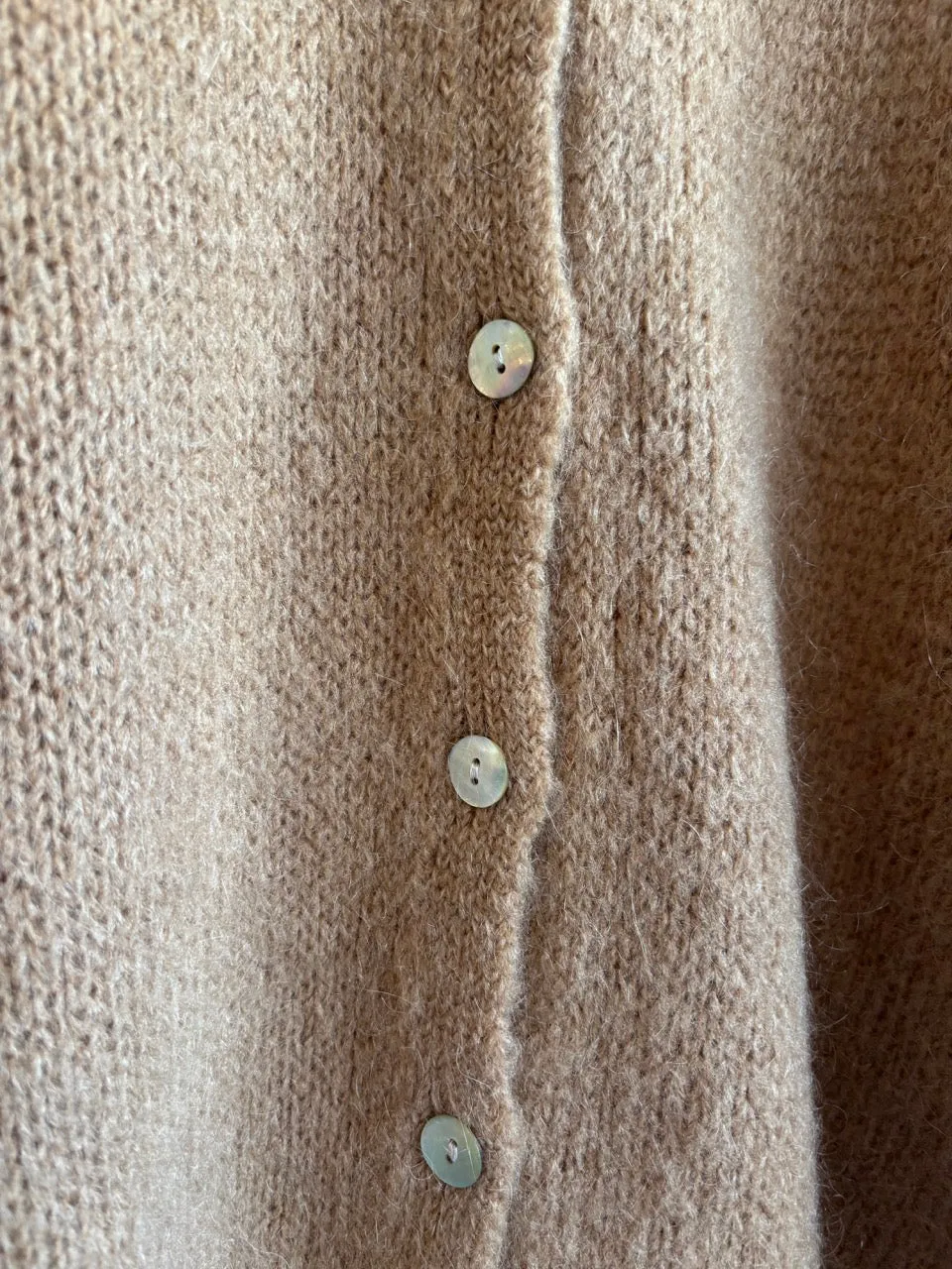 Camel Long Sleeve Mohair Cardigan