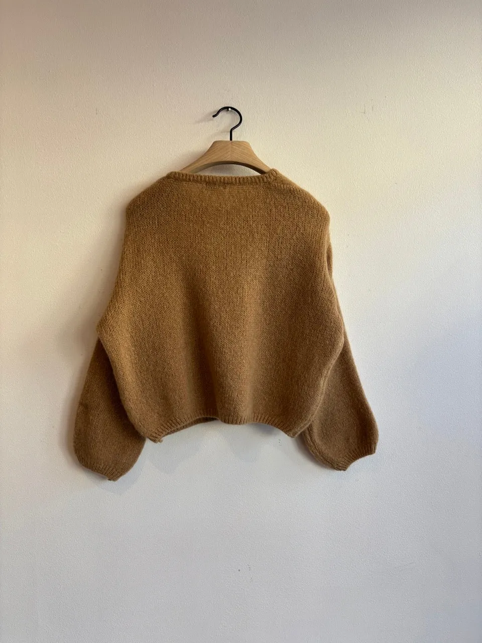 Camel Long Sleeve Mohair Cardigan