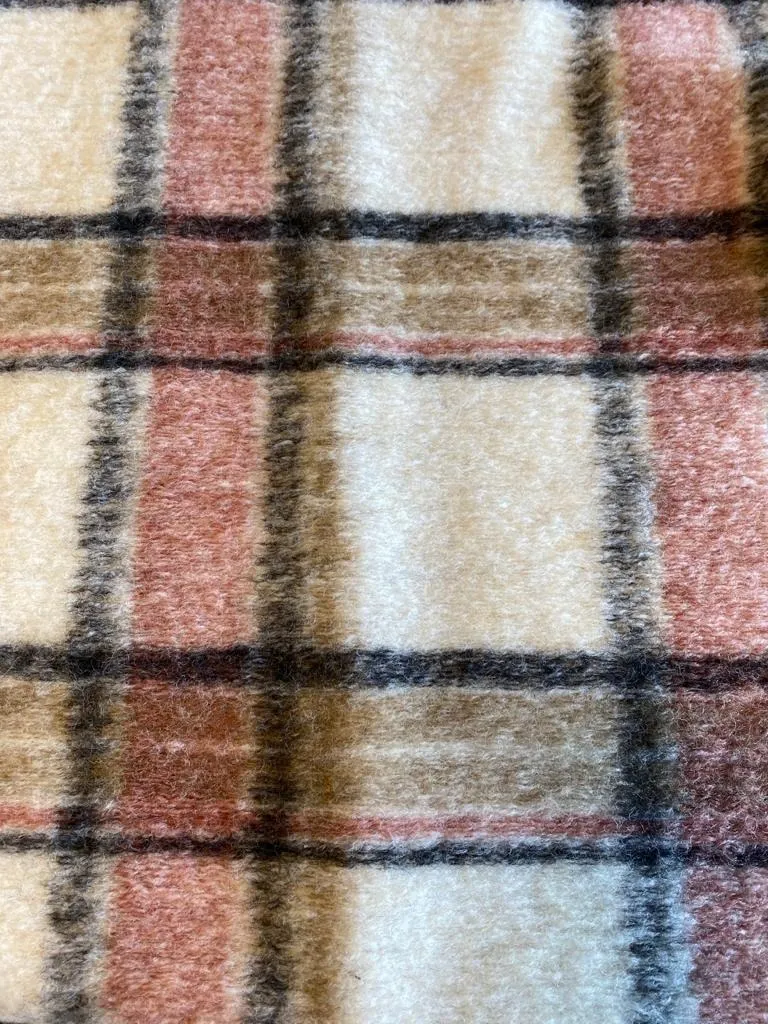 Celine Coat Wool - Offwhite/Rose/Camel Checks