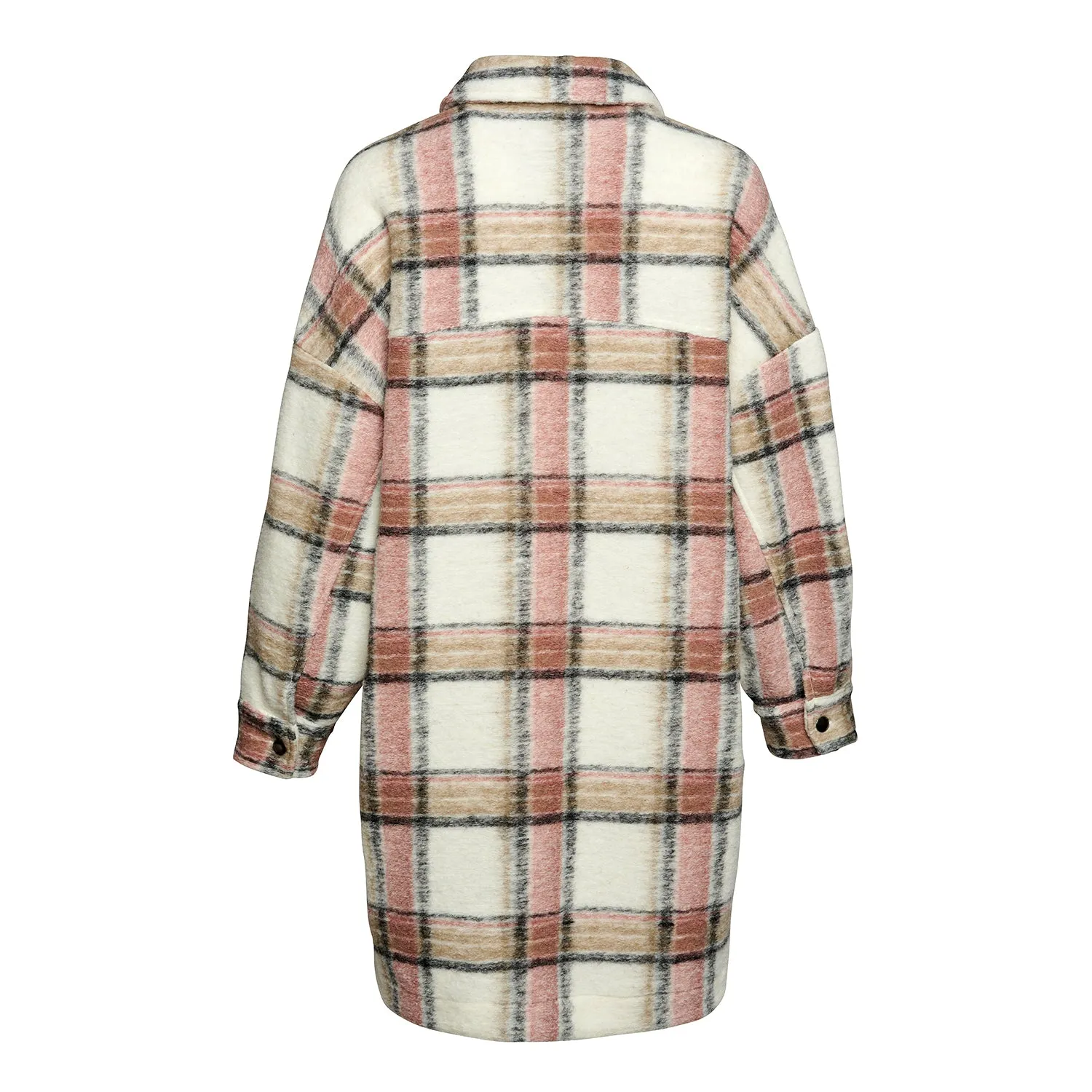 Celine Coat Wool - Offwhite/Rose/Camel Checks